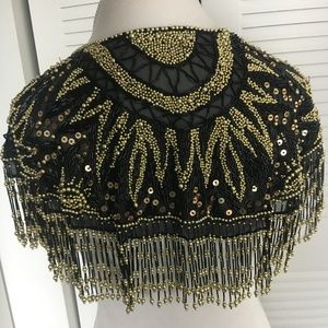 Gorgeous Bolero Style Cape Silk Gold and Black